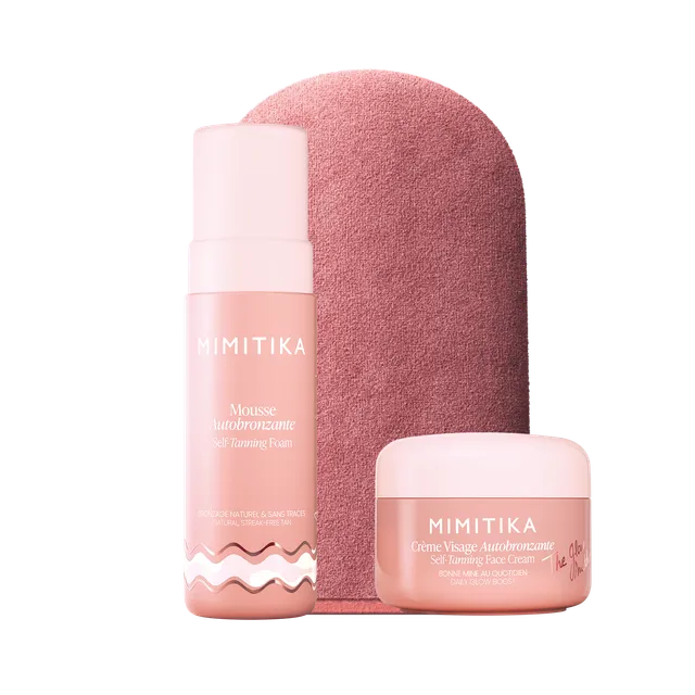 mimitika-la-routine-autobronzante-naturelle-cr-me-visage-mousse-corps-gant image 1