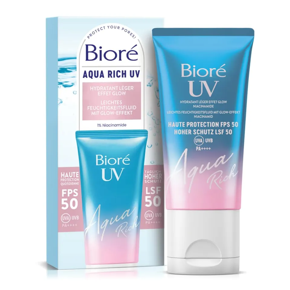bior-uv-aqua-rich-hydratant-l-ger-effet-glow-fps-50-avec-niacinamide-50-ml image 1