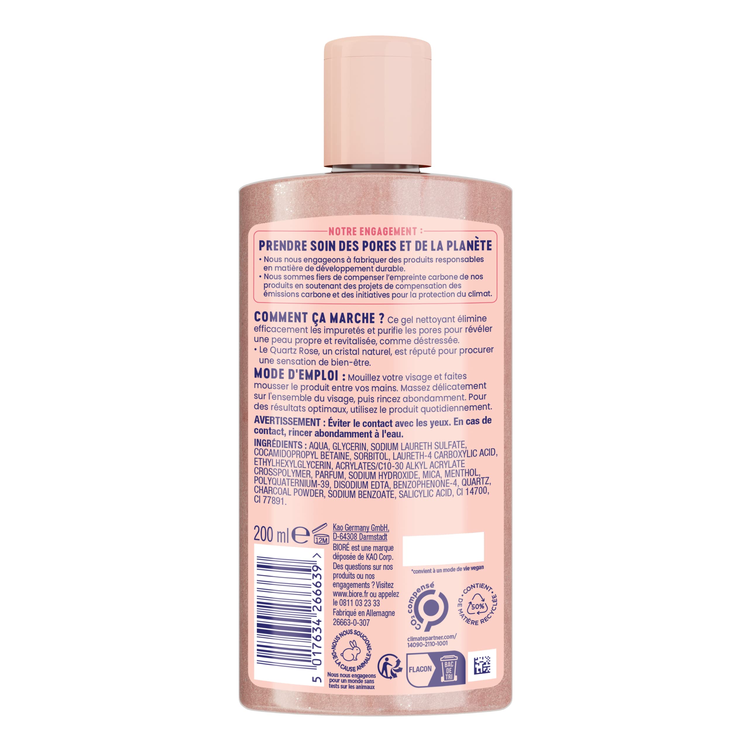 bior-gel-nettoyant-purifie-relaxe-quartz-rose-charbon-200-ml-gel-purifiant-anti- image 2