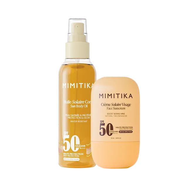 mimitika-duo-cr-me-visage-spf50-huile-solaire-spf50-routine-haute-protection-glo image 1