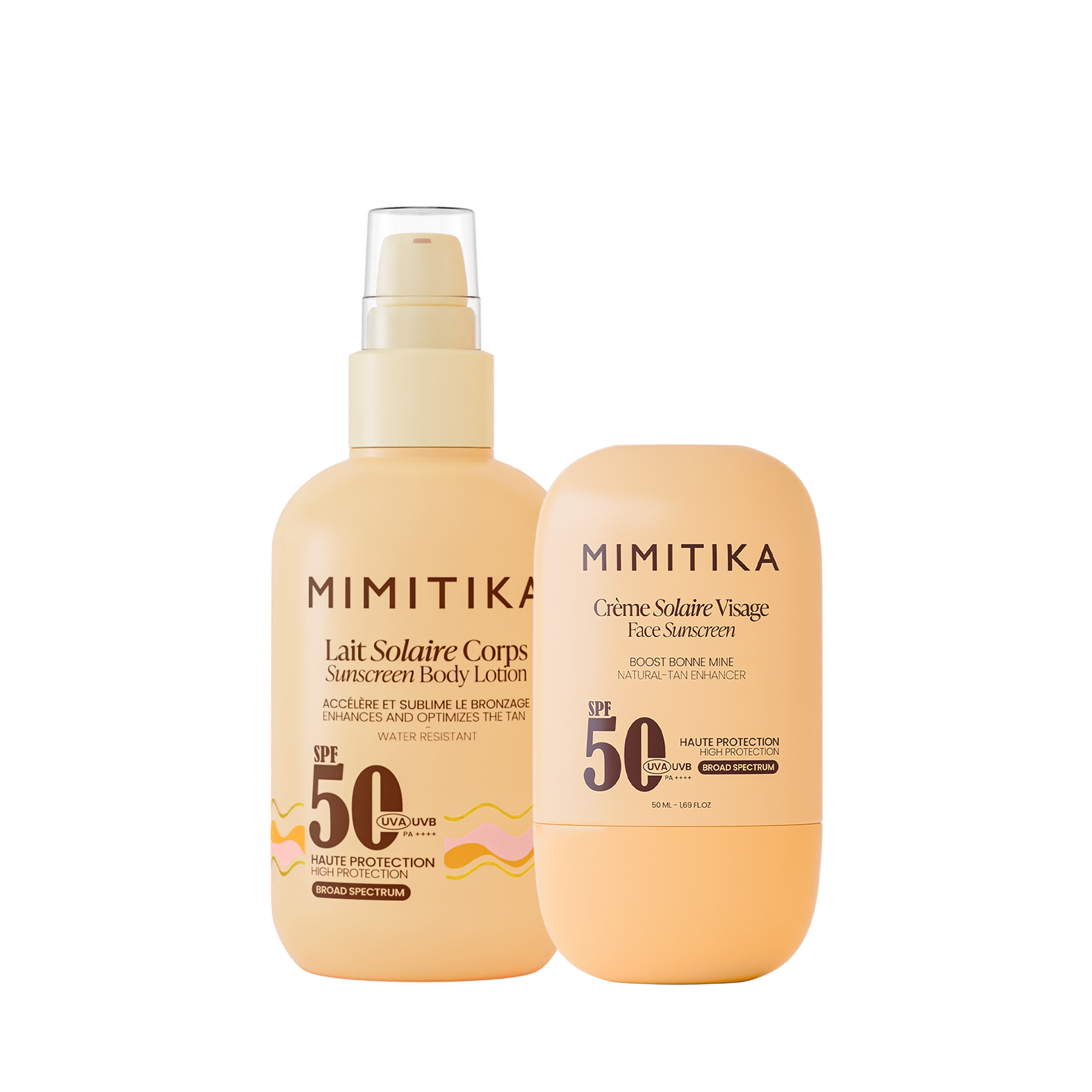 mimitika-duo-cr-me-visage-spf50-lait-solaire-spf50-r-v-lateur-de-bronzage image 1