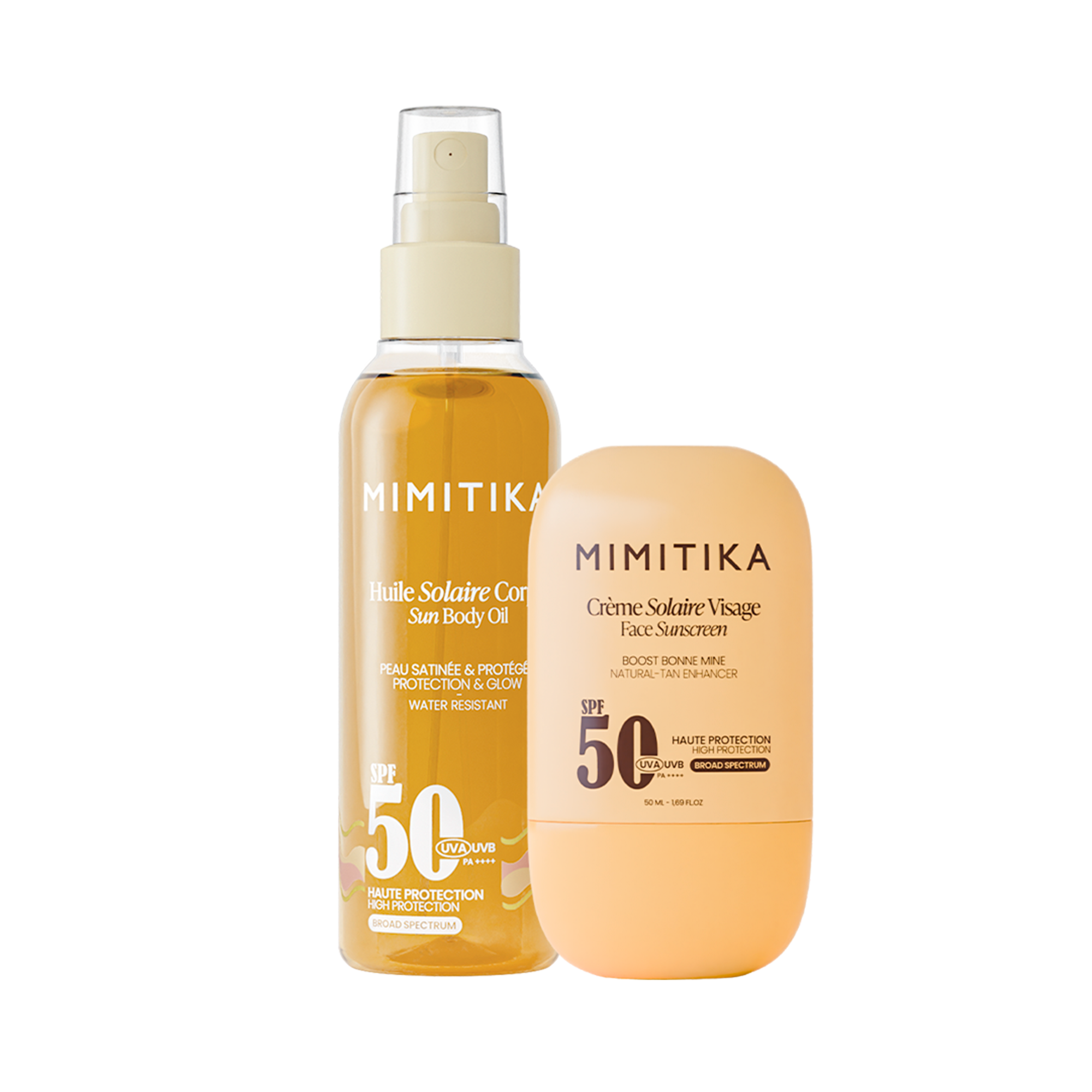 mimitika-duo-cr-me-visage-spf50-huile-solaire-spf50-routine-haute-protection-glo image 1